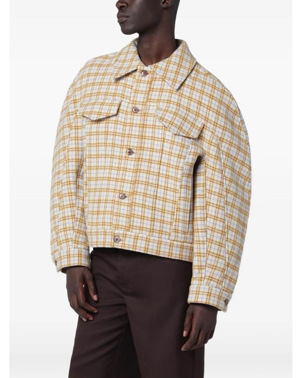Séfr Natural Matthieu Checked Wool Shirt Jacket for men