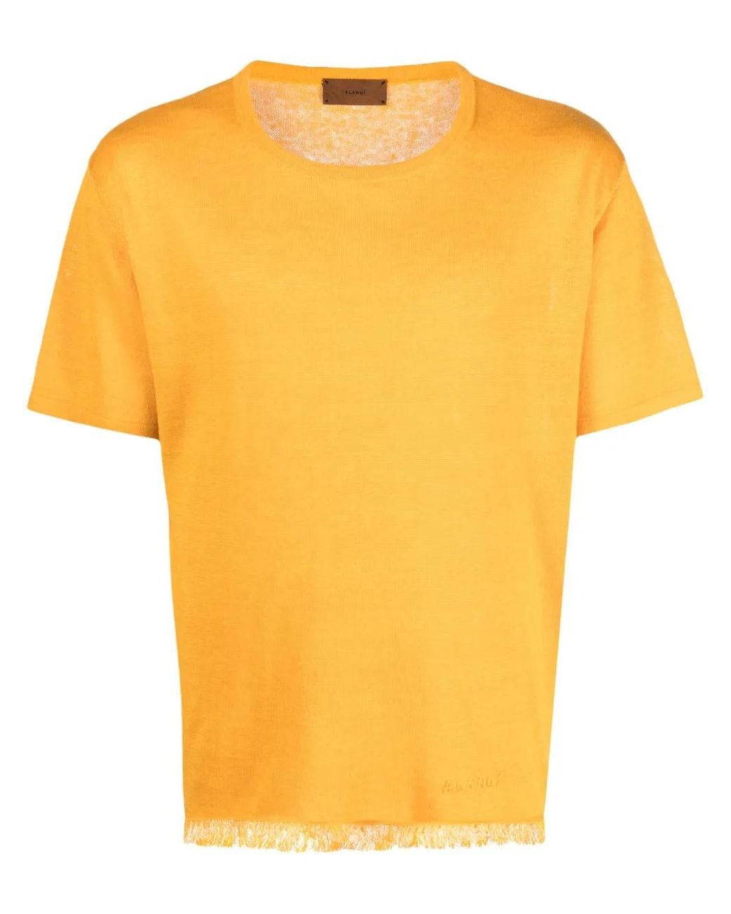 Alanui Yellow Logo-Embroidered Linen T-Shirt for men