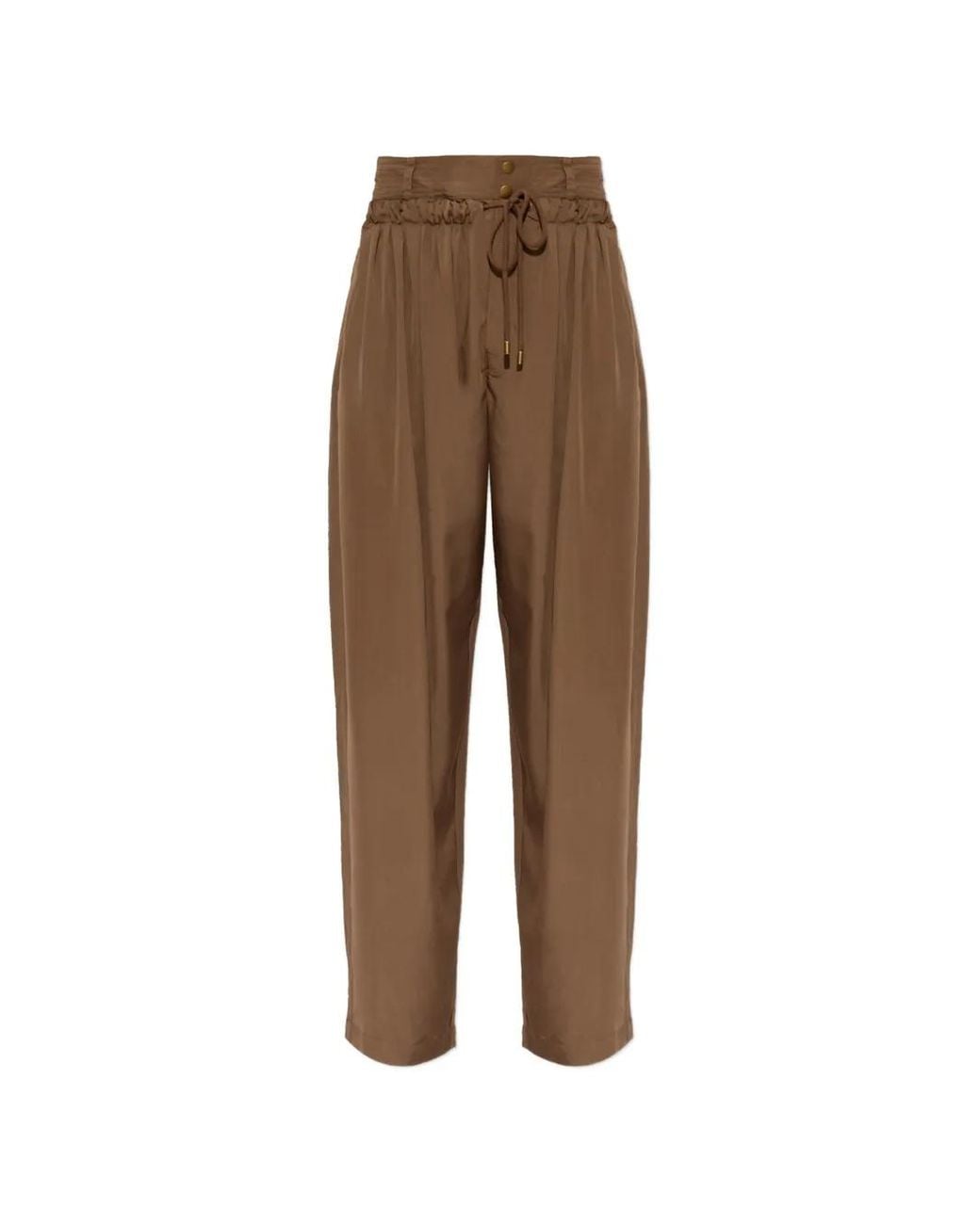 Isabel Marant Brown Inaya Drawstring-Waist Straight Trousers