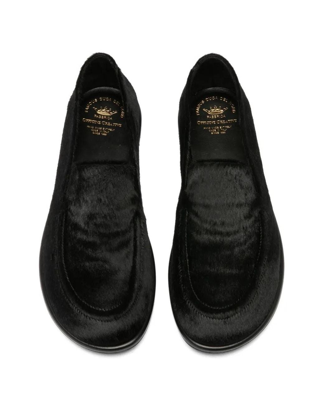 Officine Creative Black Furry Loafers