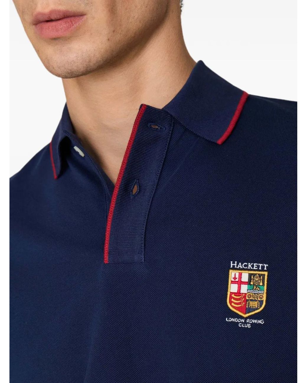 Hackett Blue Heritage Lrc Embroidered-Crest Polo Shirt for men