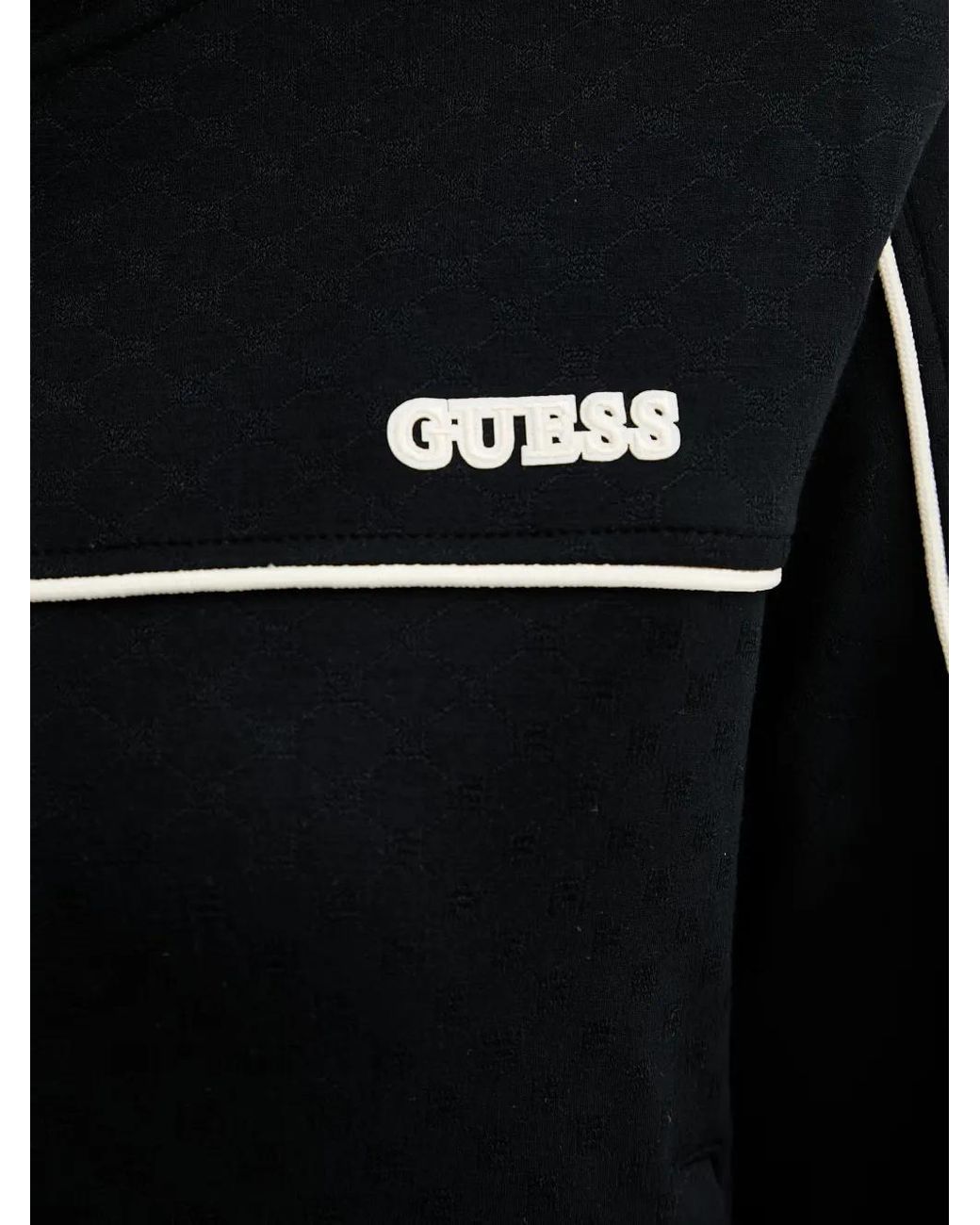 Guess Black Logo-Patch Piped-Trim Sweatshirt