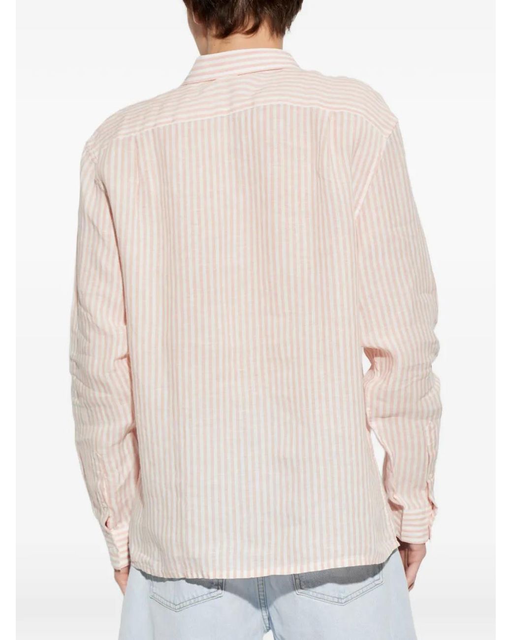 Lacoste White Button-Down Striped Shirt for men