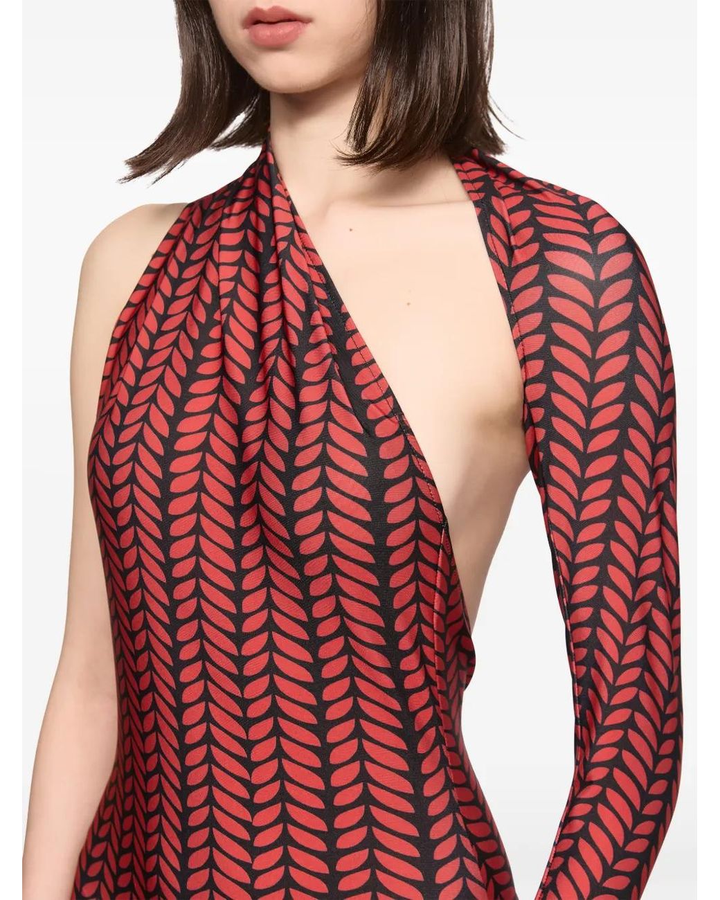 Atu Body Couture Red One-Shoulder Cut-Out Maxi Dress