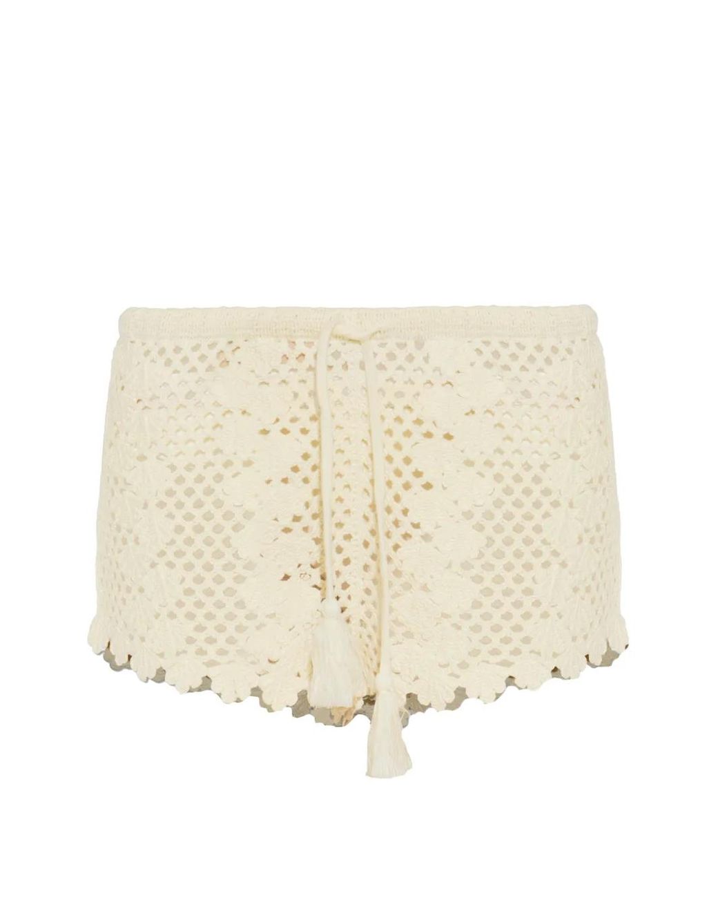 Posse Natural Saskia Crochet-Knit Shorts