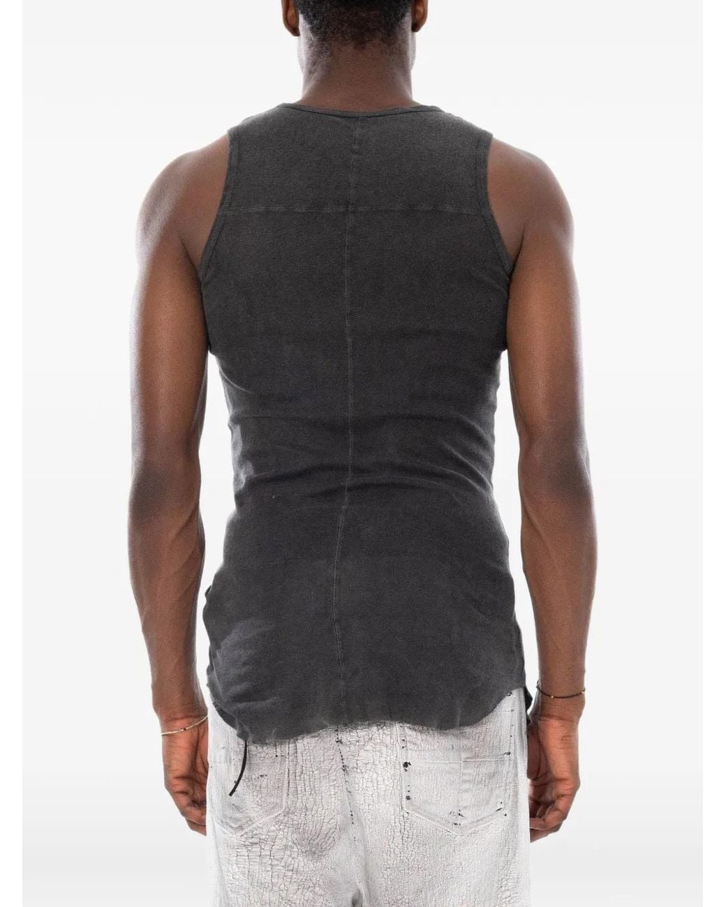 MD75 Black Ribbed Tank Top for men