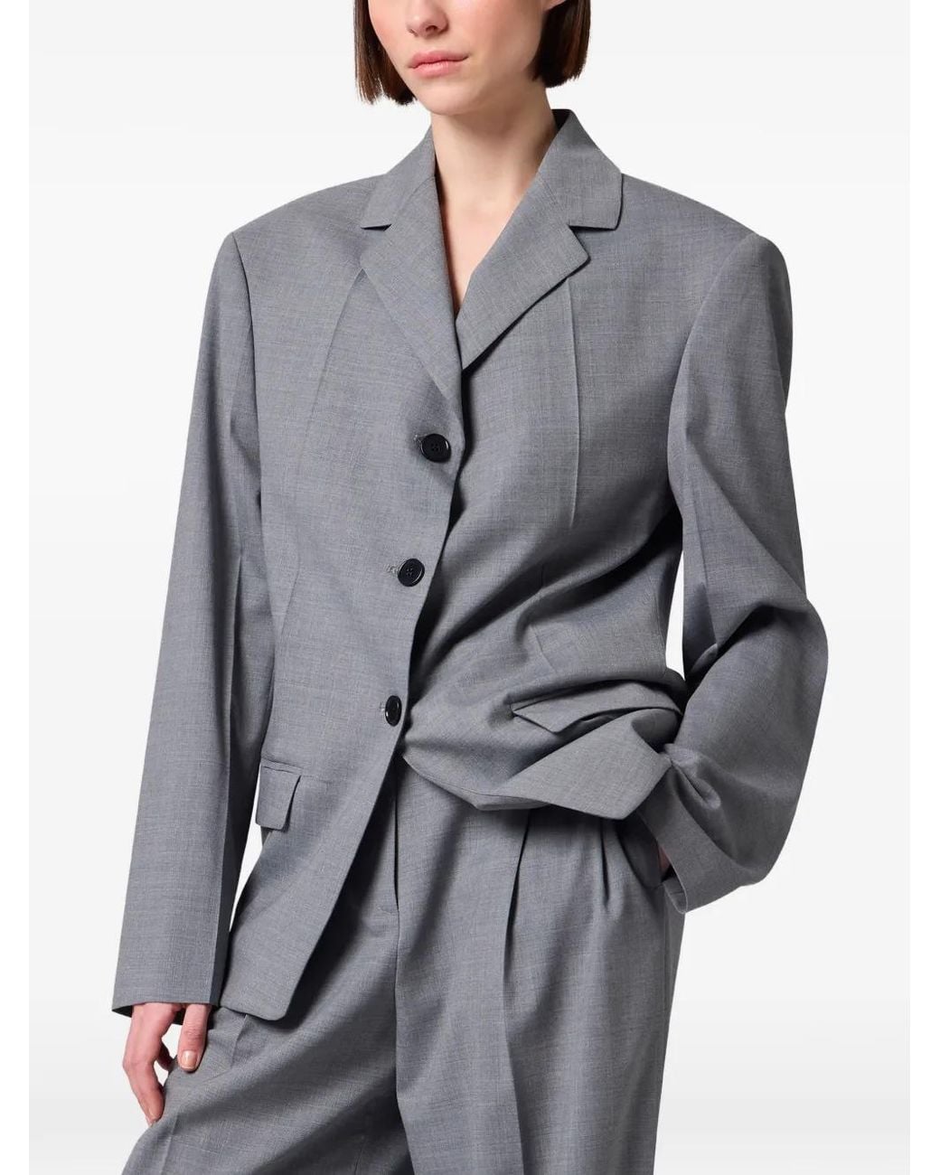 MSGM Gray Darted Single-Breasted Jacket