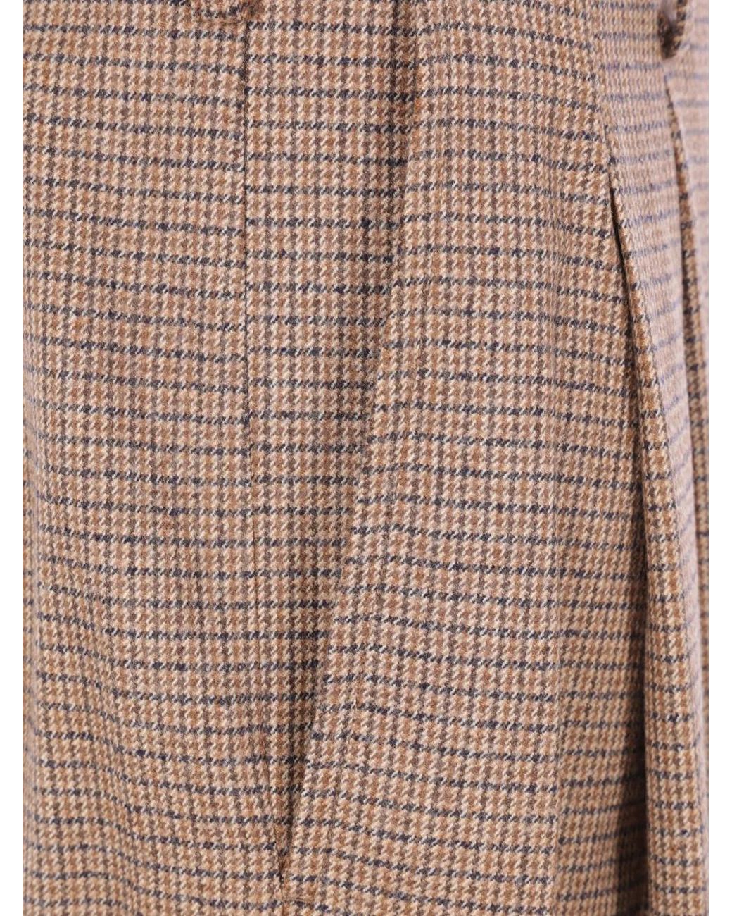 Hed Mayner Brown Micro-Check Pleated Trousers for men