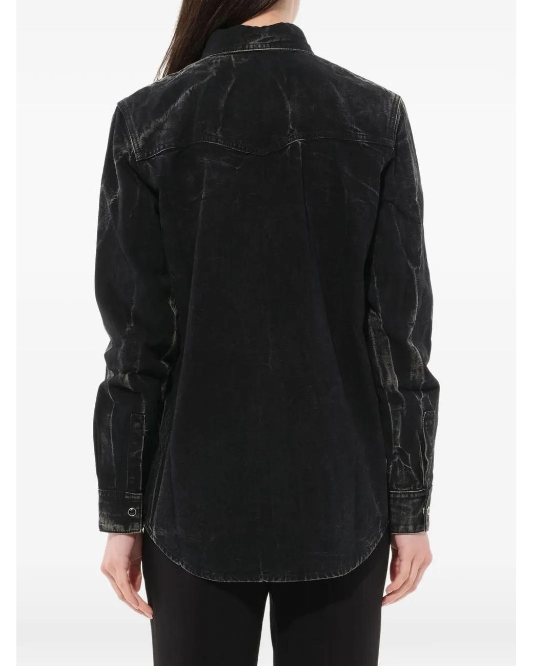 Givenchy Black Acid-Wash Chest-Pocket Shirt