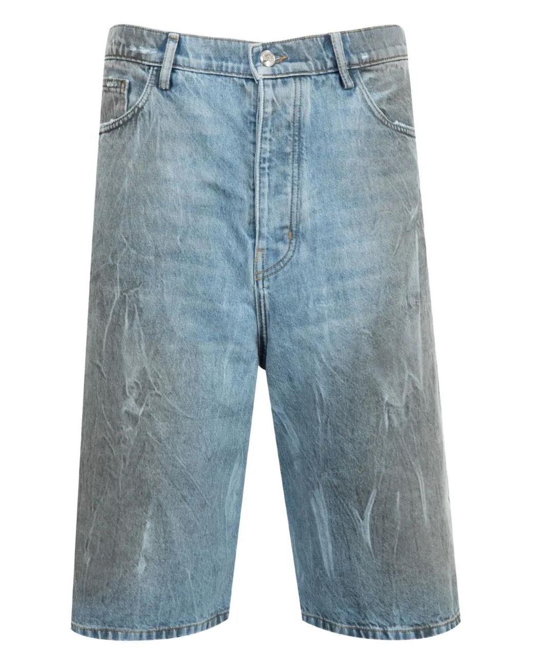 NAHMIAS Blue Thrashed Shorts for men