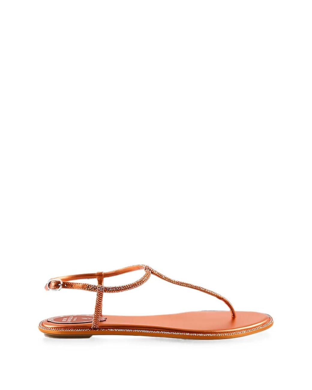 Rene Caovilla Brown Crystal-Embellished Flat Sandals