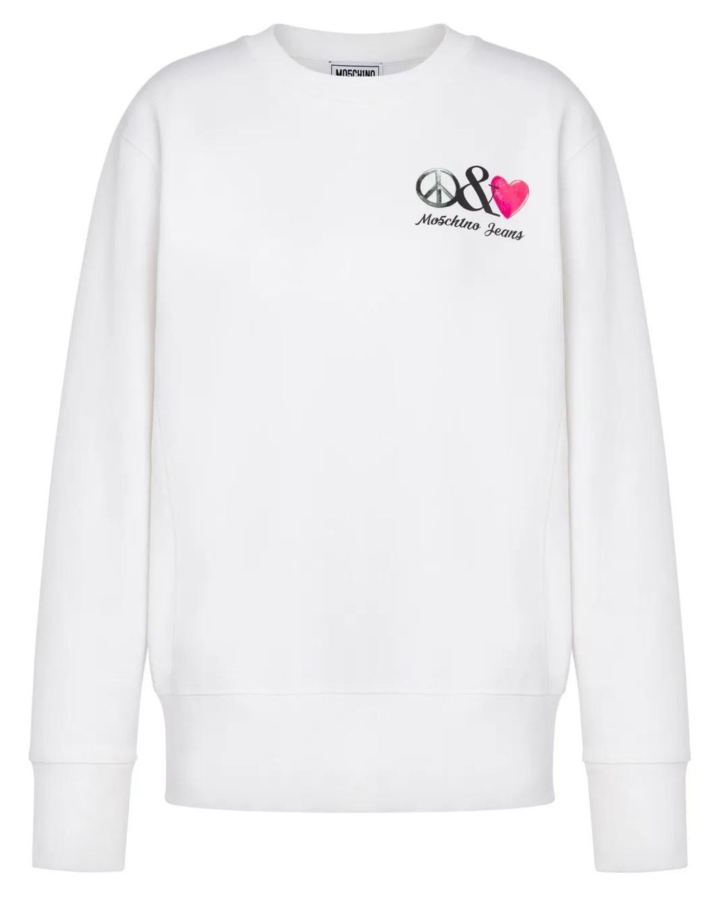 Moschino White Graphic-Print Cotton Hoodie