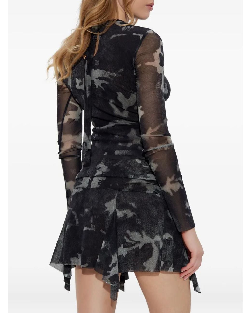 M I S B H V Black Camouflage-Print Blouse