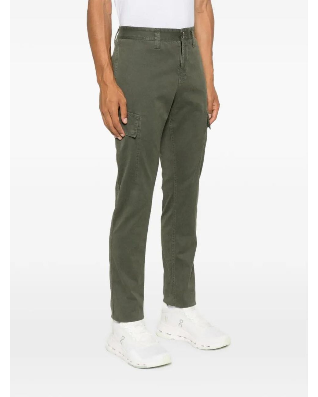 Stone Island Green Logo-Patch Cargo Pants for men
