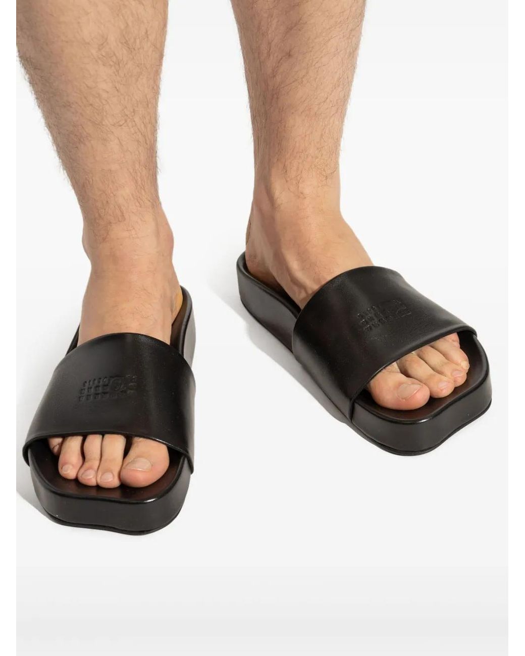 MM6 by Maison Margiela Black Numbers-Motif Slides for men