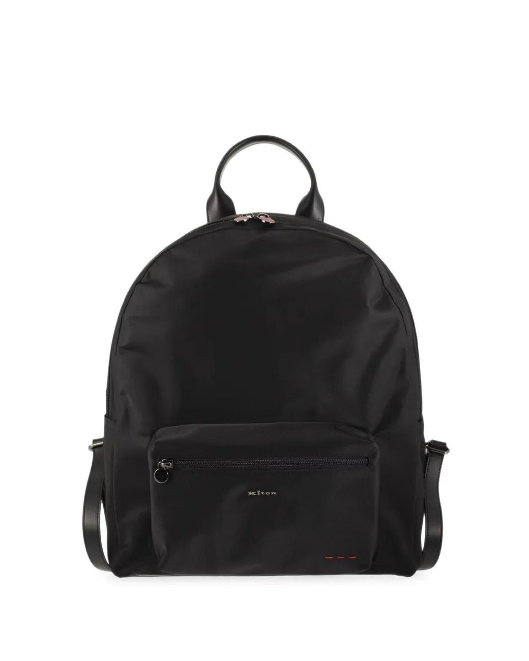 Kiton Black Leather-Trimmed Zip-Fastening Backpack for men