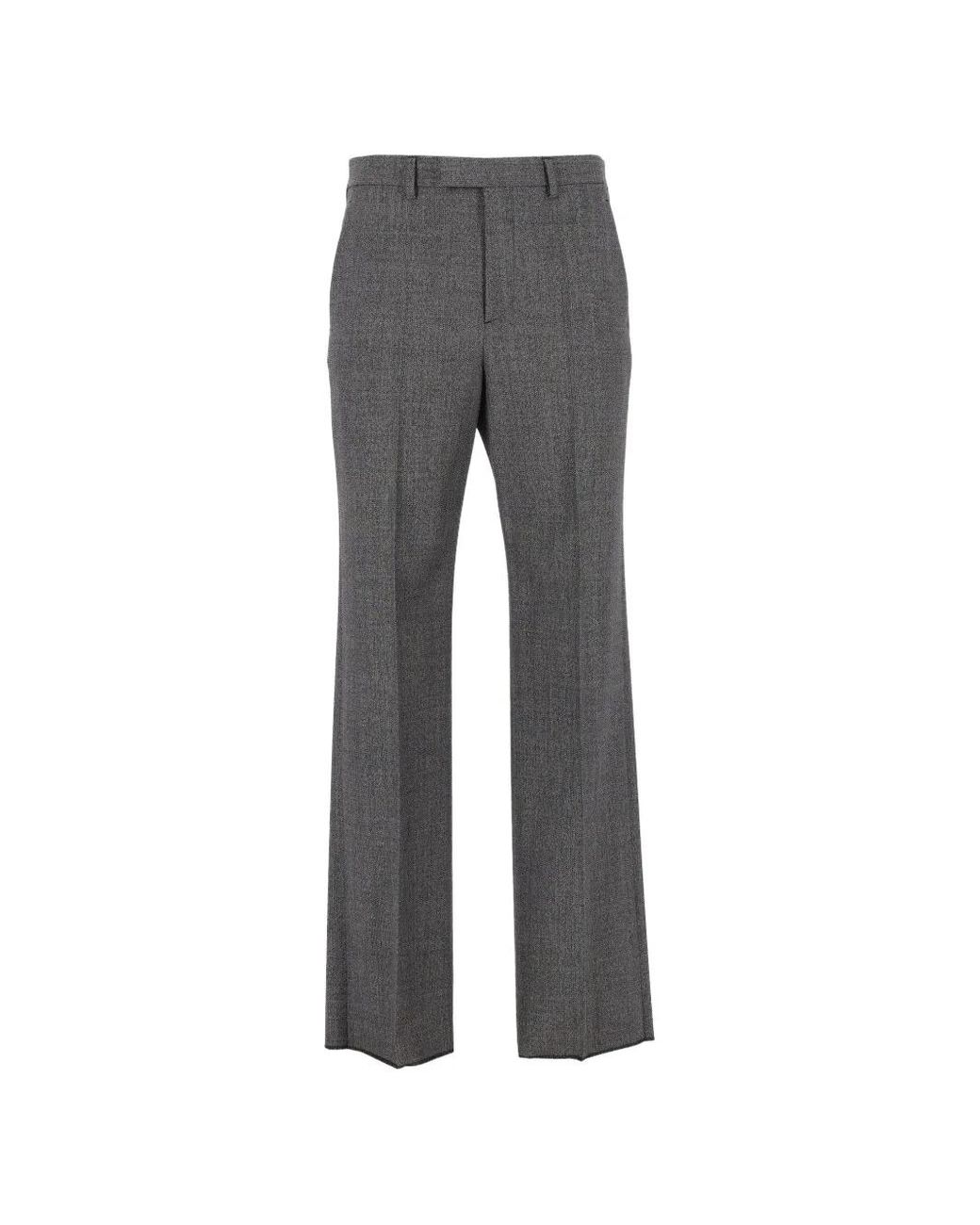 Valentino Garavani Gray Herringbone-Pattern Tailored Trousers for men