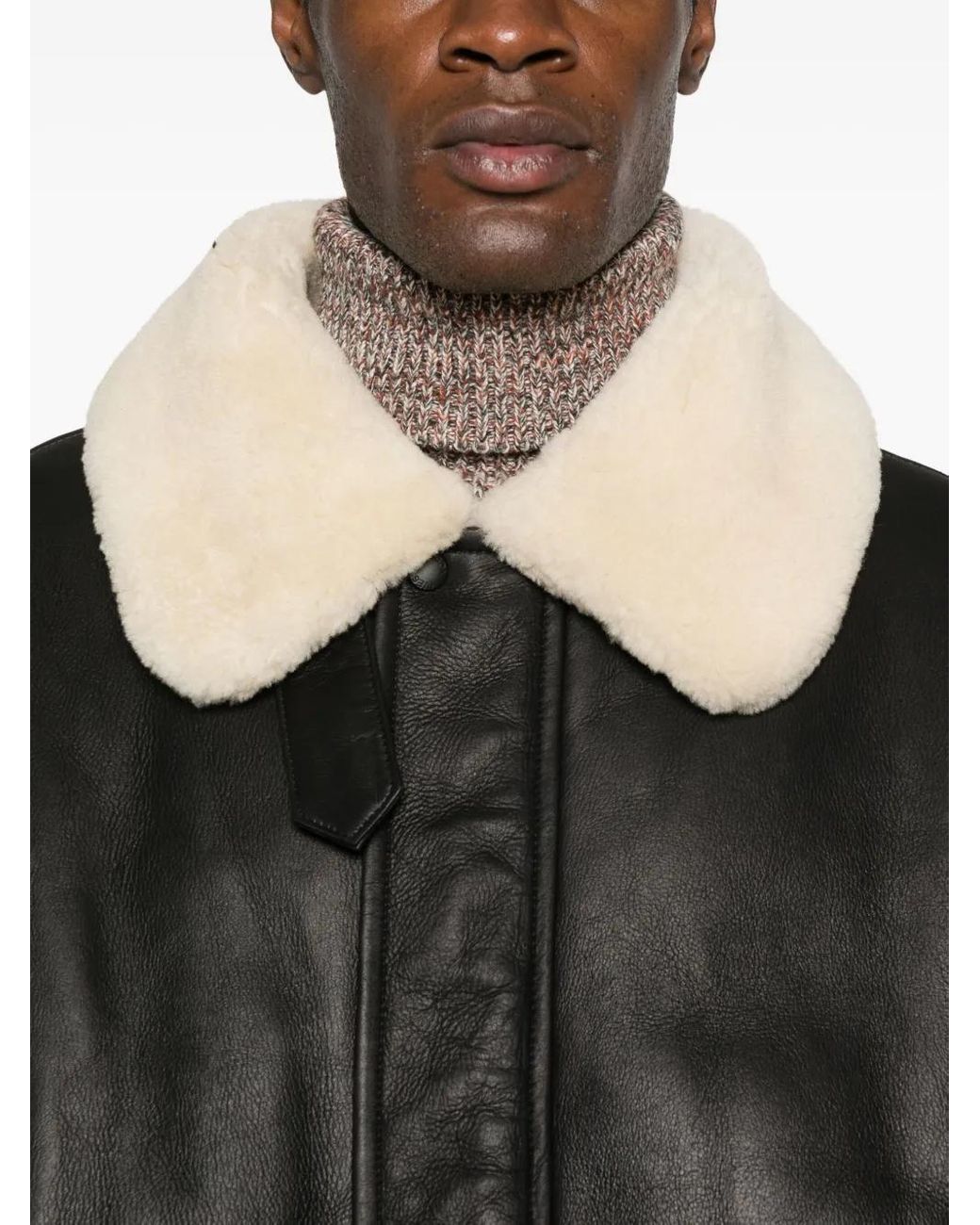 Yves Salomon Black Shearling-Collar Jacket for men