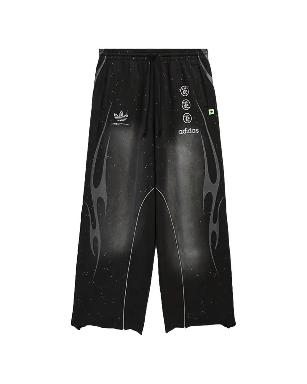 HELLSTAR Black Logo-Print Flame-Pattern Track Pants for men