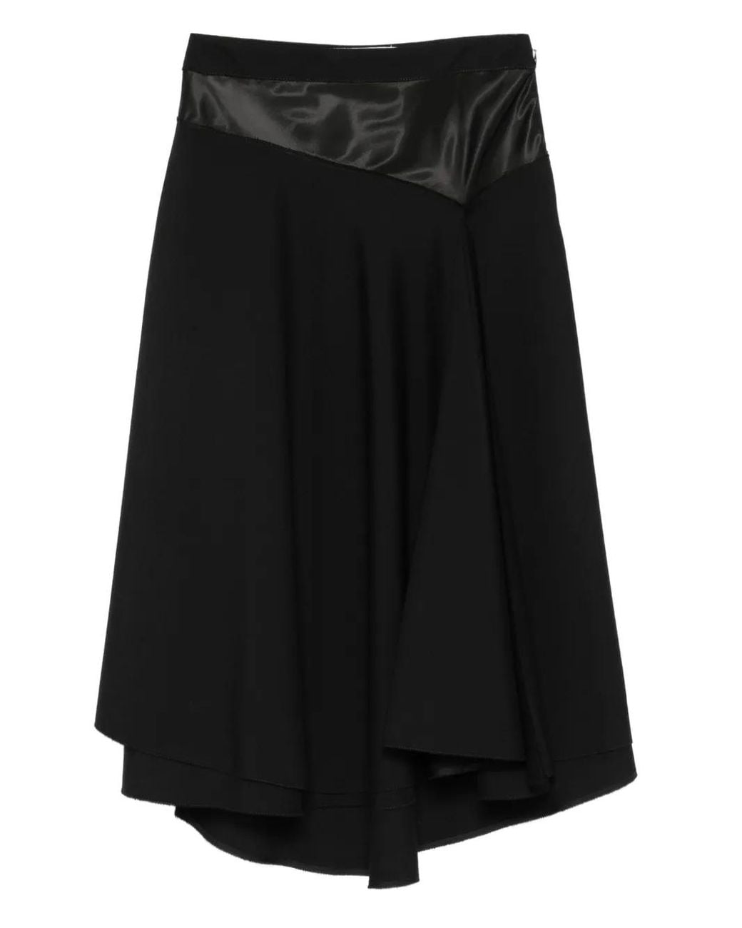 Marni Black Satin-Panel Midi Skirt