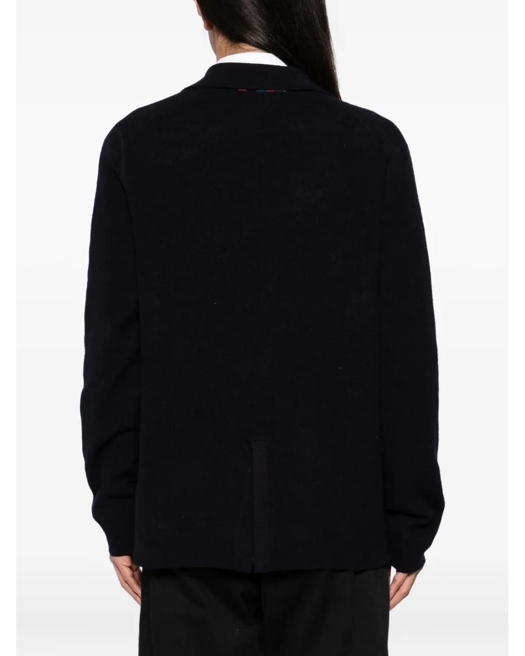 Paul Smith Black Merino Wool Knitted Cardigan Blazer for men