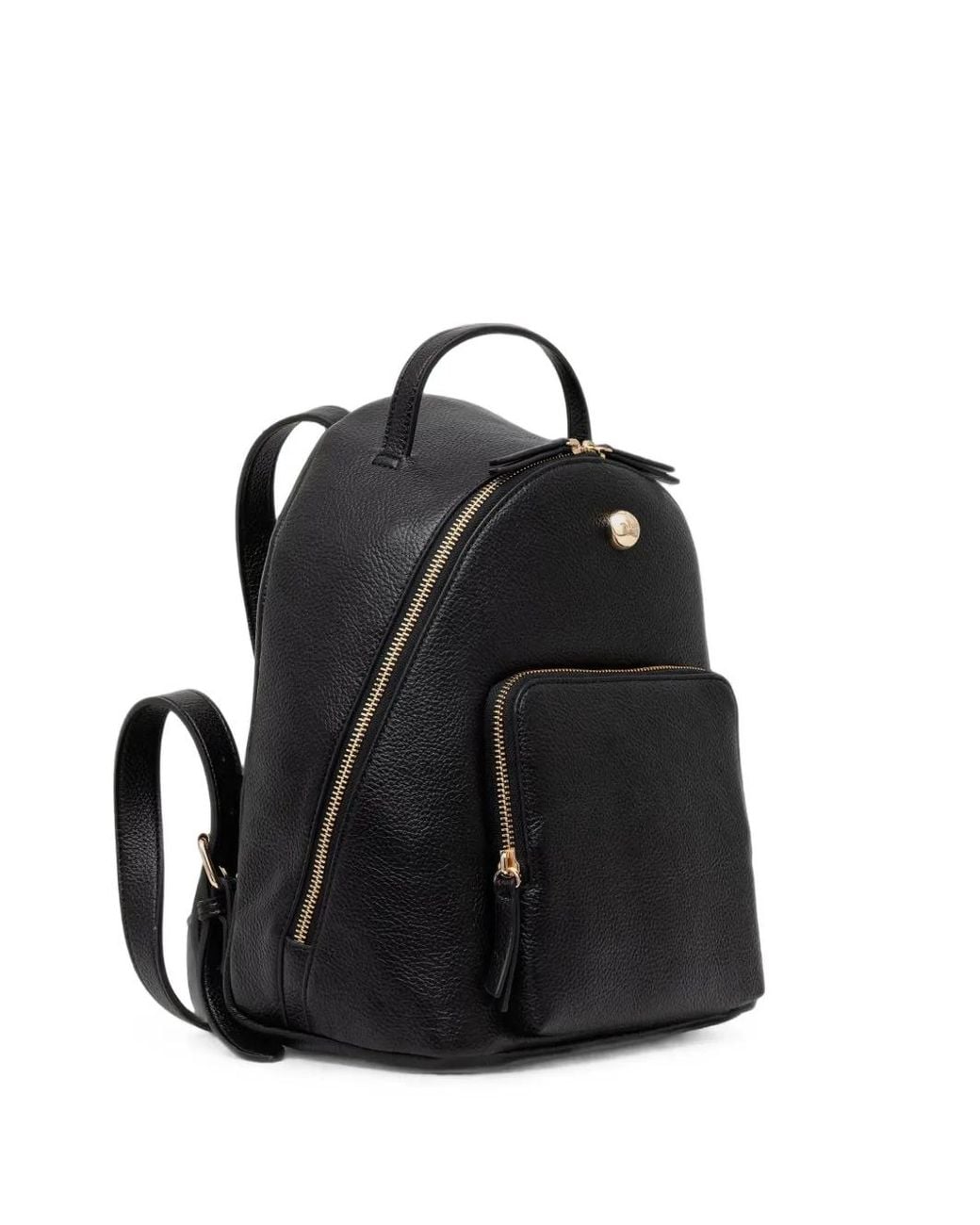 Twinset Black Grained-Effect Logo-Stud Backpack