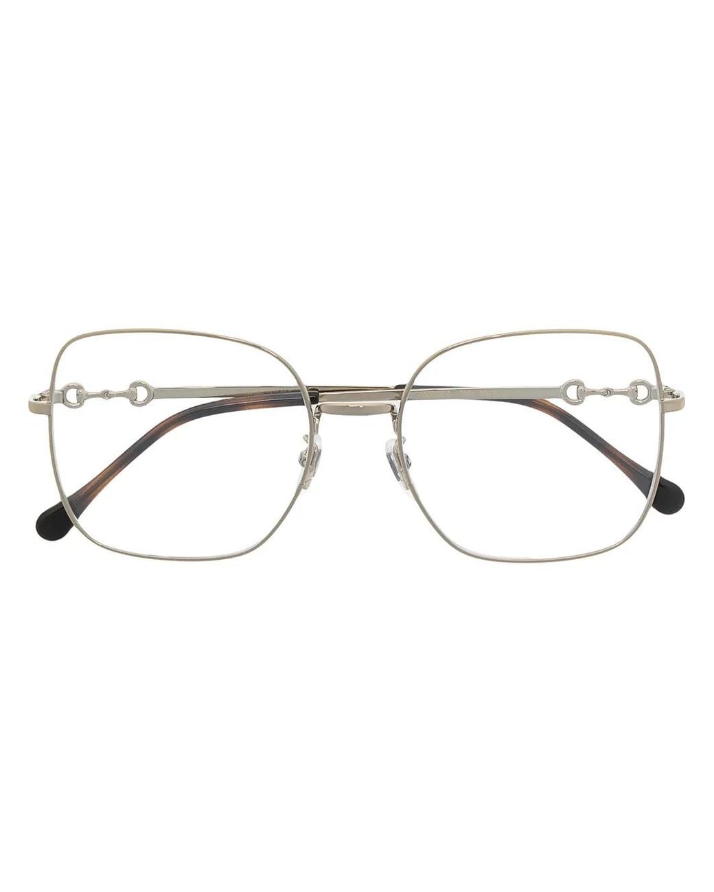 Gucci Metallic Horsebit Square-Frame Glasses