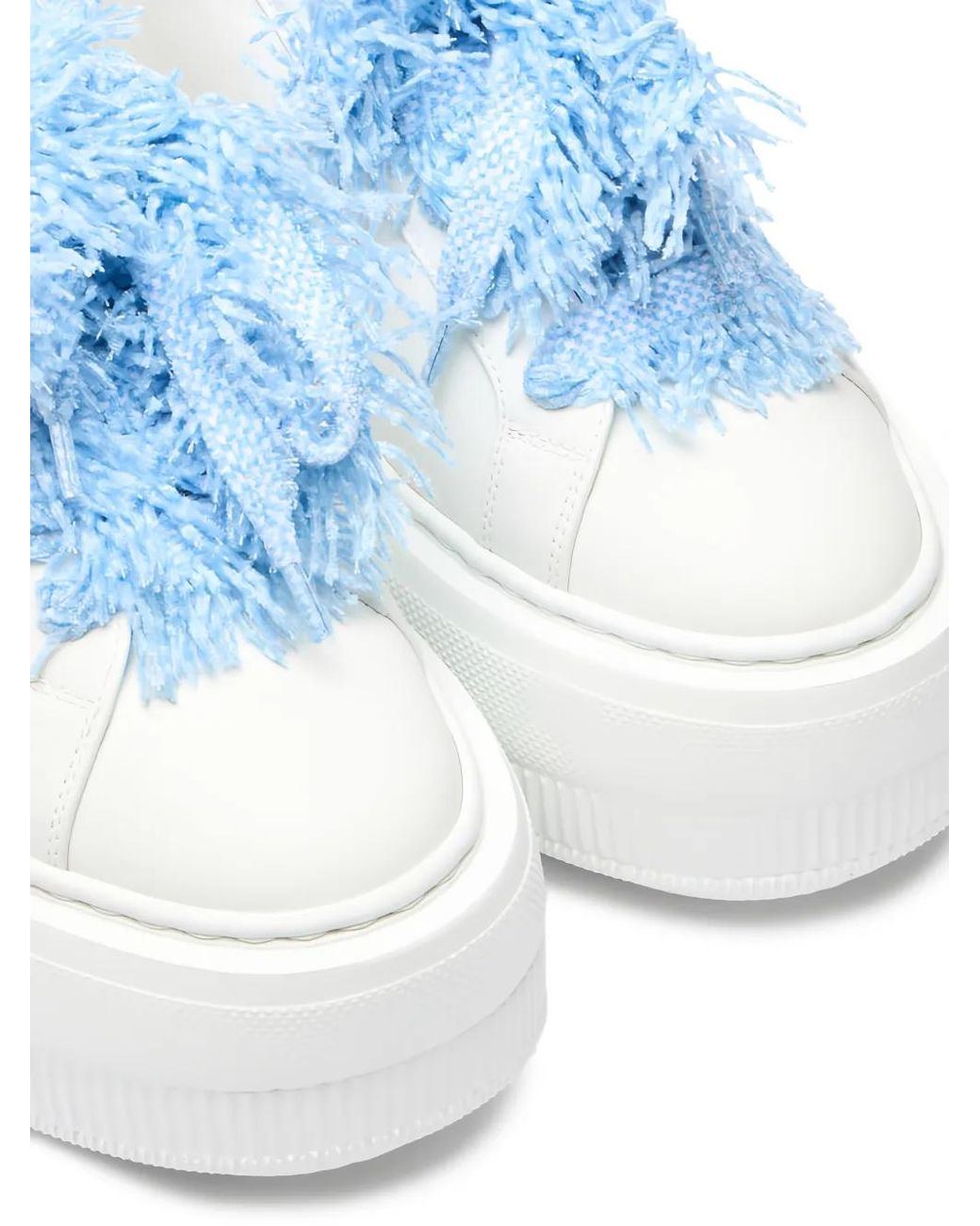 Casadei White Nexus Sneaker With Fluffy Yarn Lace