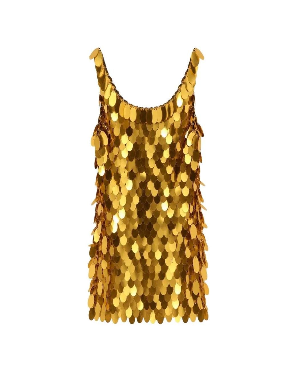 Rabanne Yellow Sequin-Embellished Sleeveless Mini Dress