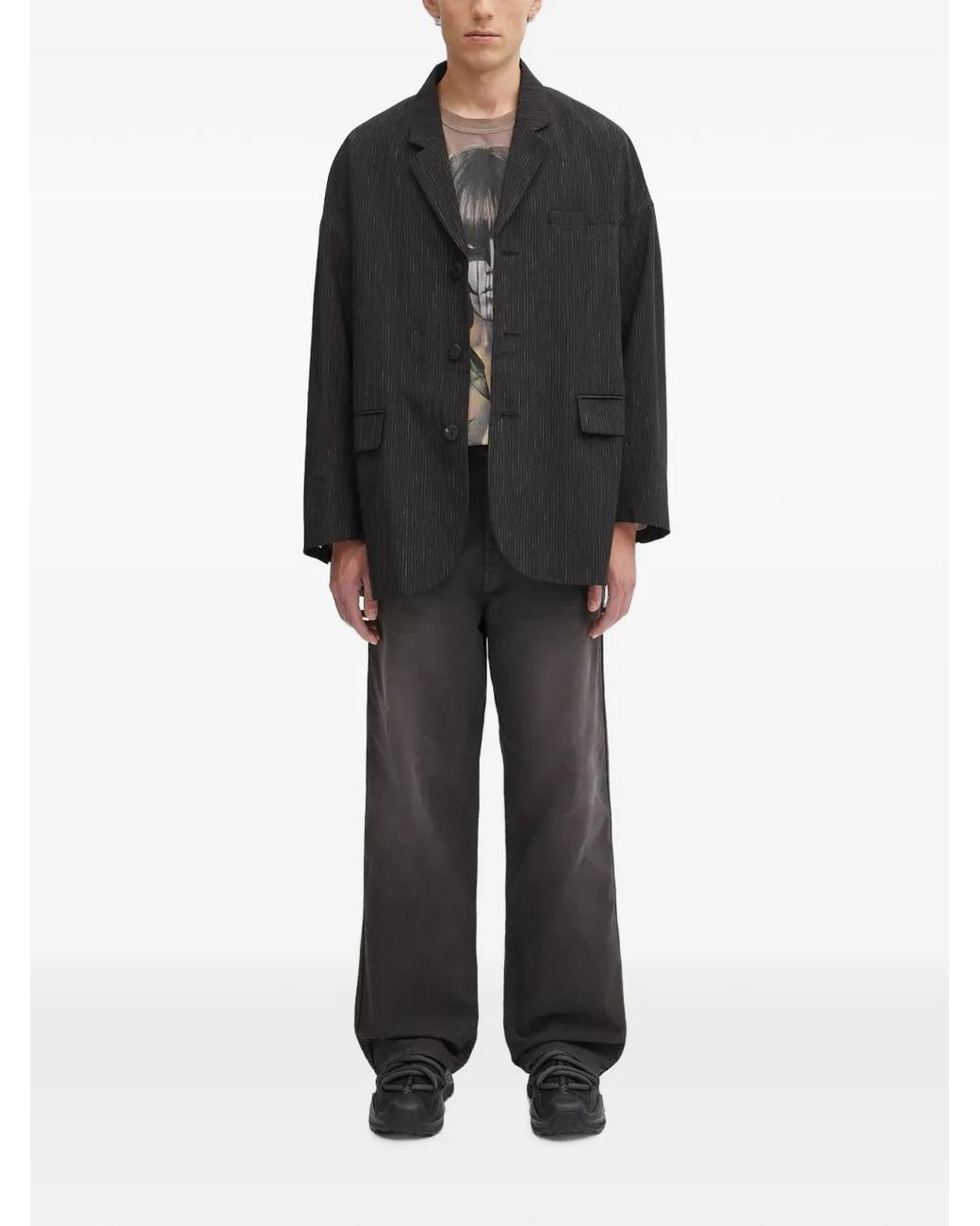 Visvim Black Pinstripe-Pattern Blazer for men