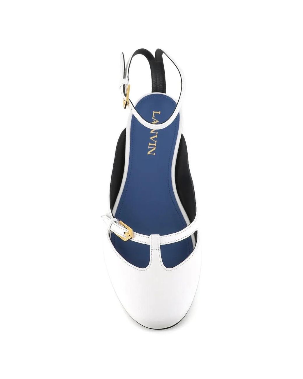 Lanvin White Buckle-Strap Flat Pumps