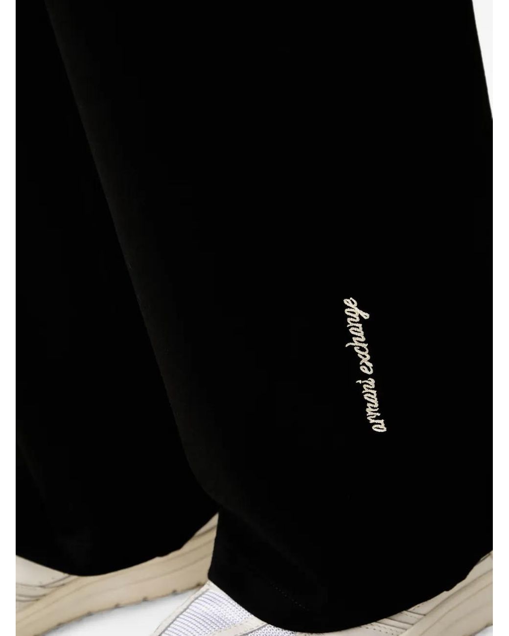 ARMANI EXCHANGE Black Logo-Embroidered Track Pants