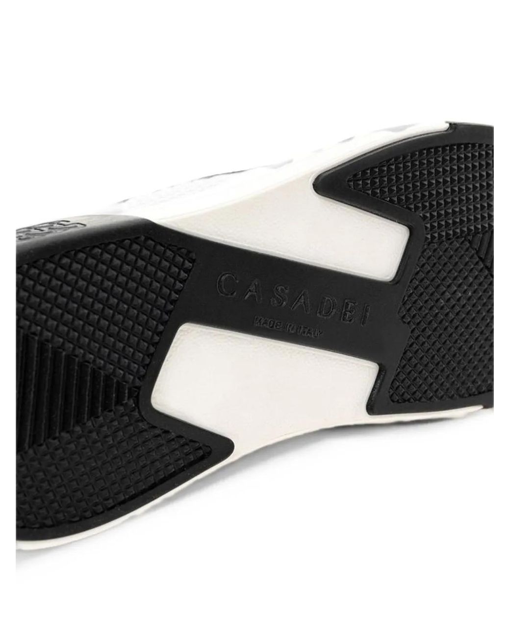 Casadei White Knitted Leather-Panel Sneakers