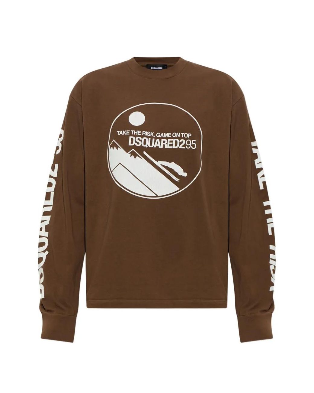 DSquared² Brown Graphic-Print Long-Sleeve T-Shirt for men