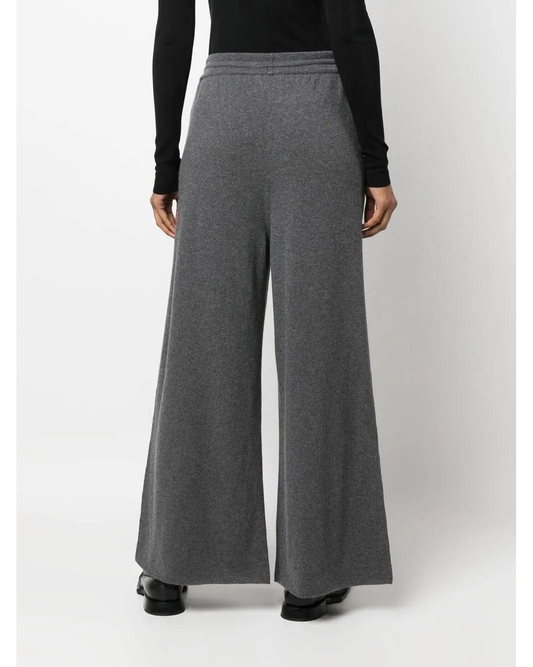 Jil Sander Gray Wide Leg Pants With Drawstring Waistband