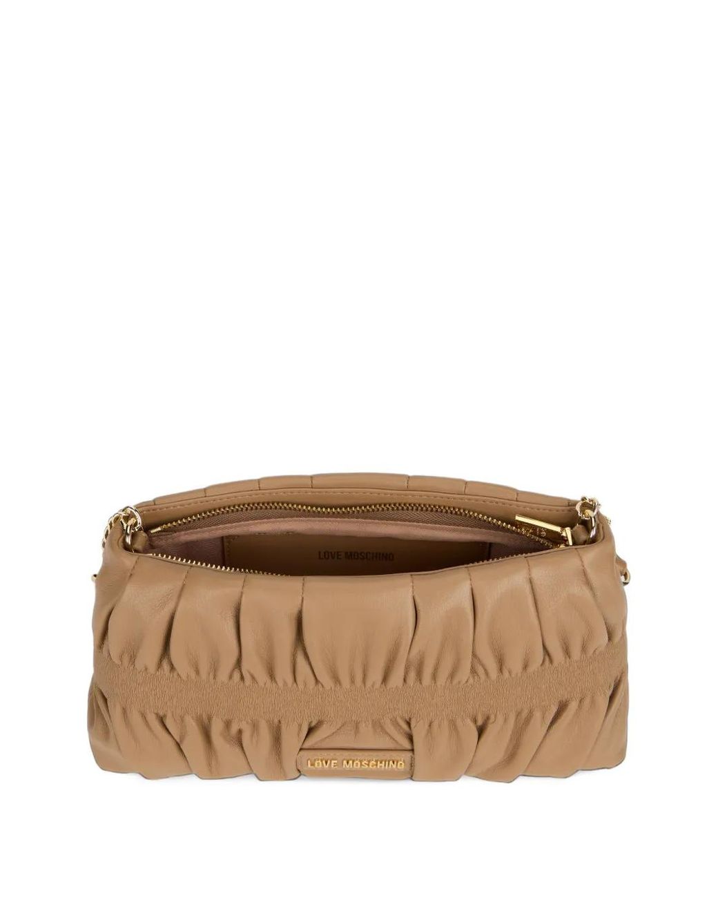 Love Moschino Natural Ruffled Quilted Shoulder Bag