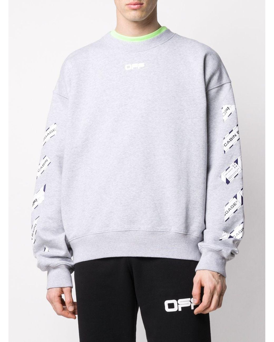 Off White c o Virgil Abloh Cabin Baggage Sweatshirt in Grey for Men Lyst UK