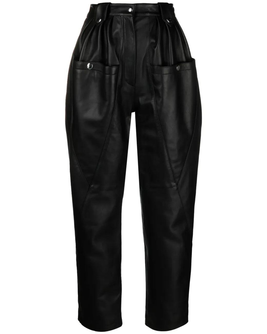 Moschino Black Pleat-Detail Cropped Trousers