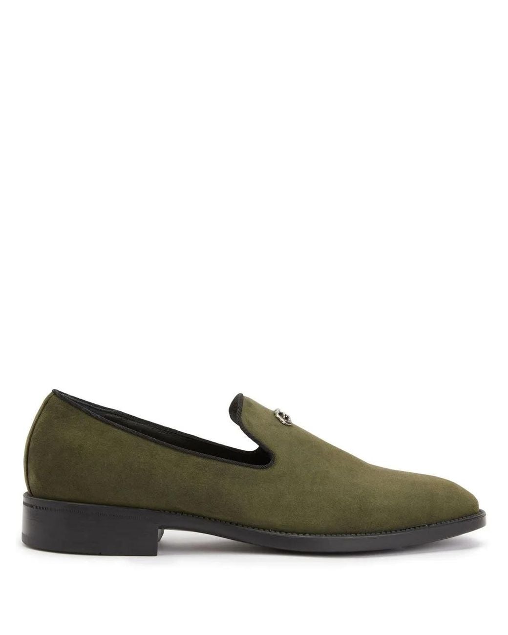 Giuseppe Zanotti Green Imrham Logo-Plaque Suede Loafers for men