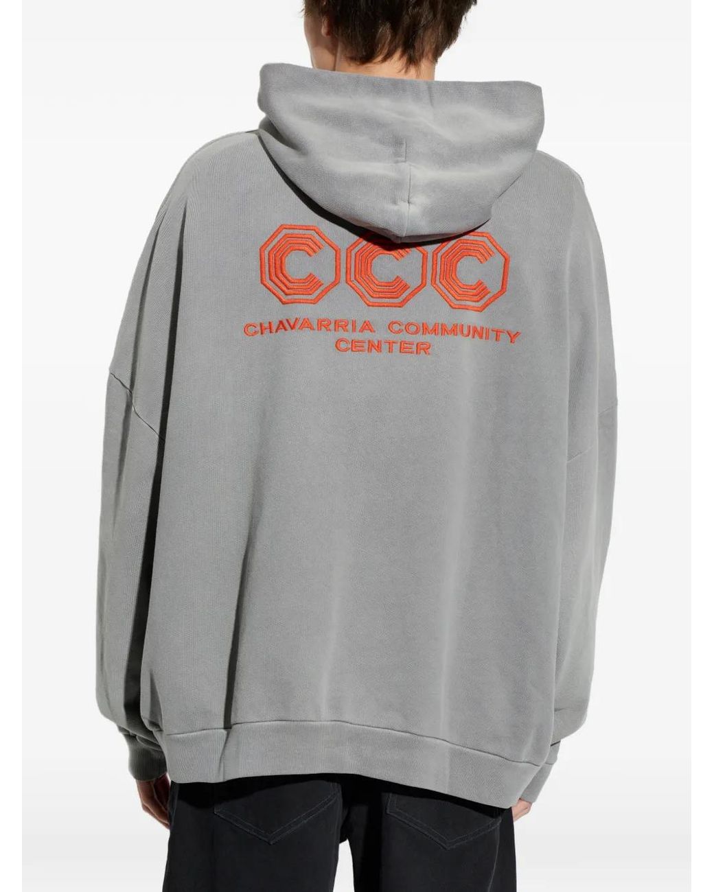 Willy Chavarria Gray Logo-Embroidered Zip-Up Hoodie for men