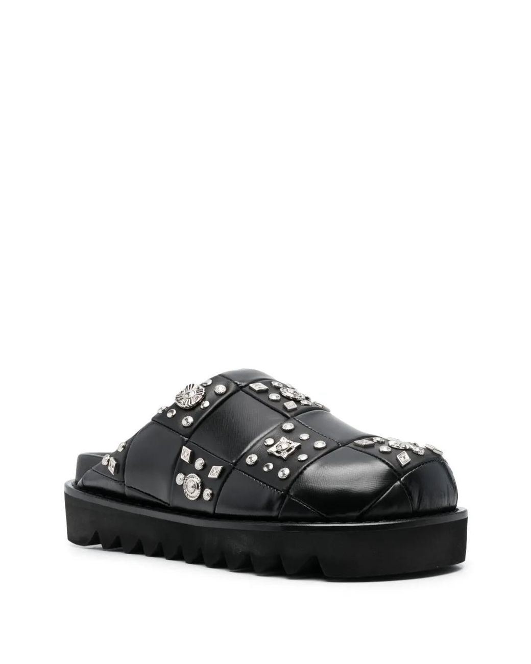 Toga Black Stud-Embellished Leather Clogs