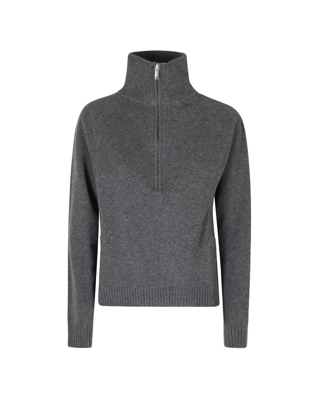 Semicouture Gray Meg Panelled Half-Zip Sweater