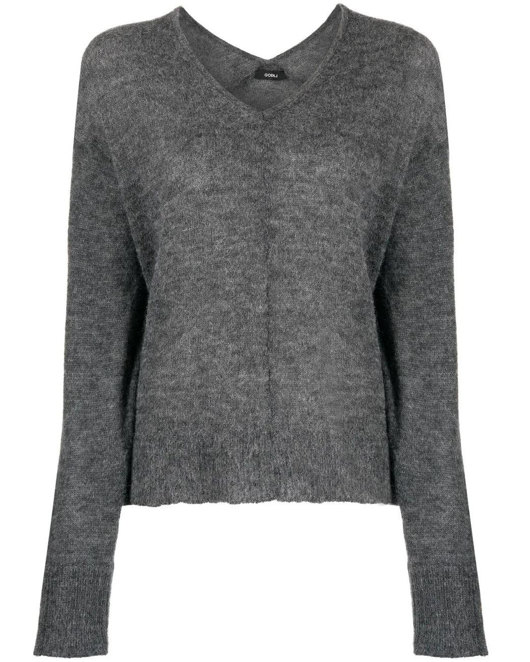 Goen.J Gray V-Neck Knitted Sweater