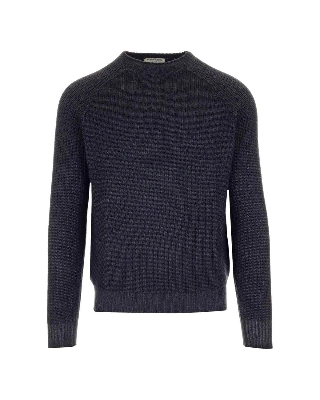 Al Duca D'aosta Blue Ribbed-Knit Wool Sweater for men