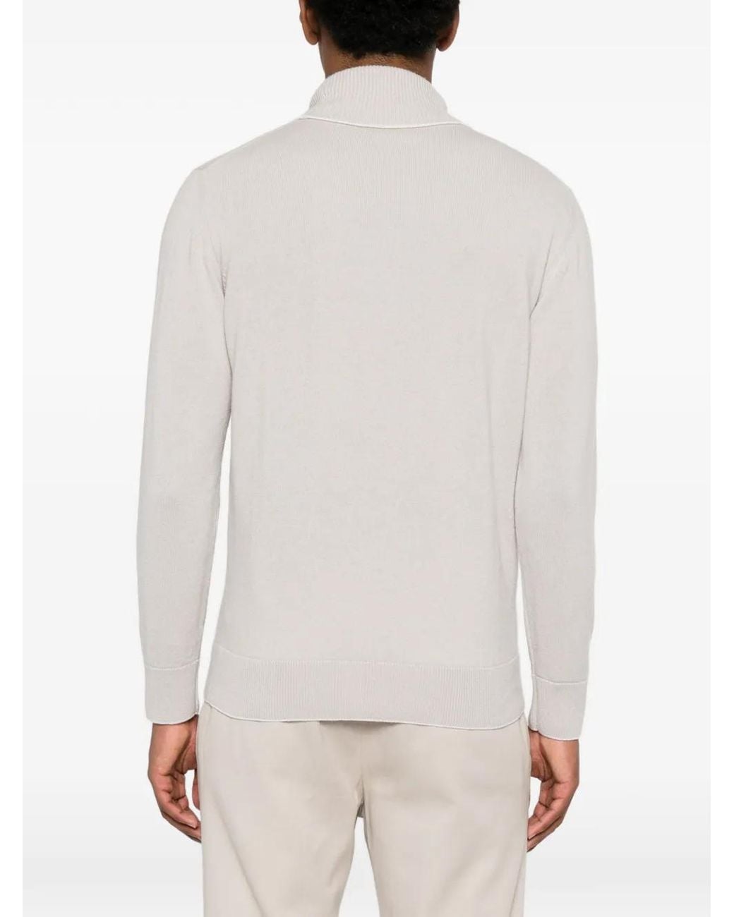 Eleventy White Roll-Neck Cashmere Sweater for men