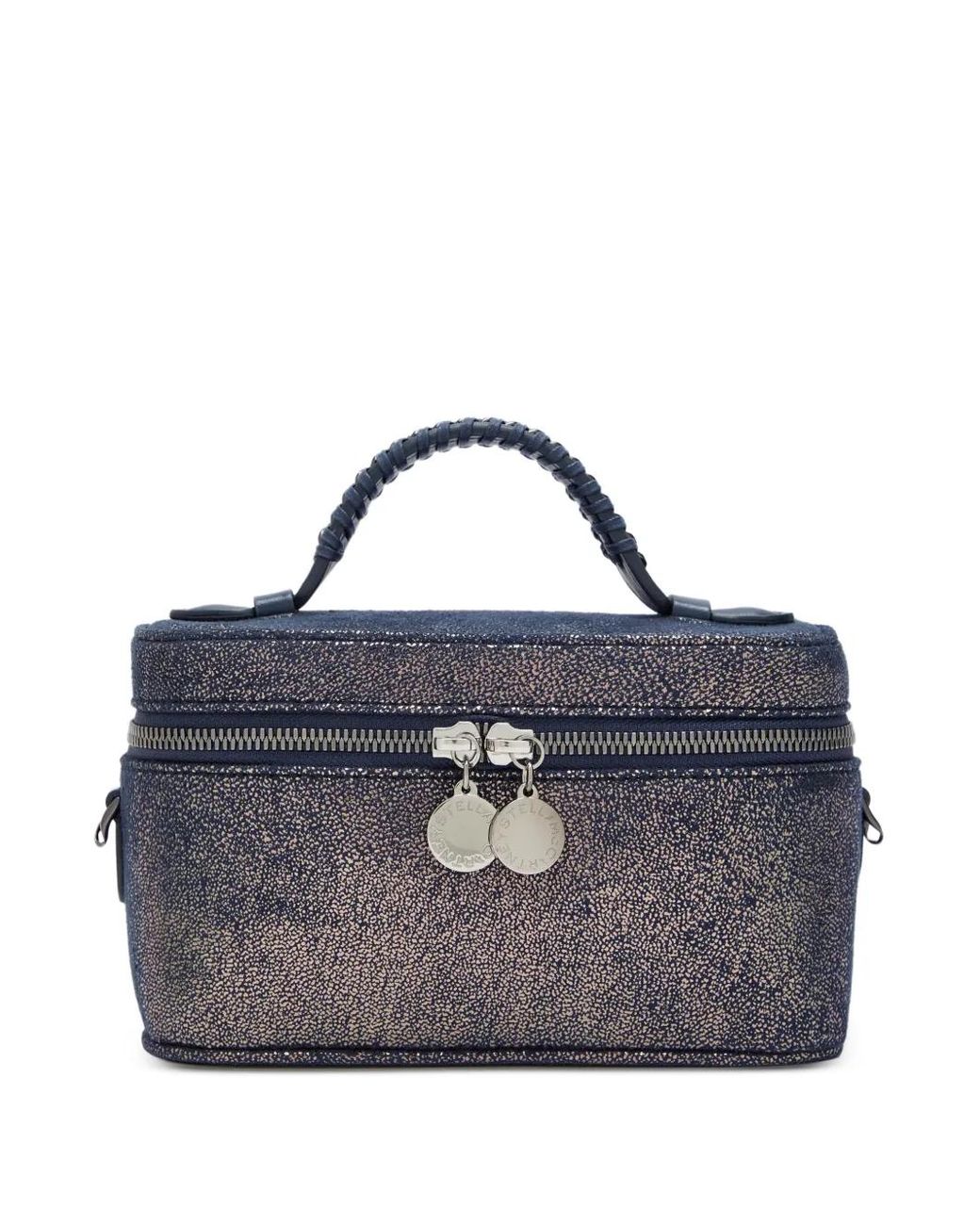 Stella McCartney Blue Falabella Metallic-Effect Braided-Handle Mini Bag