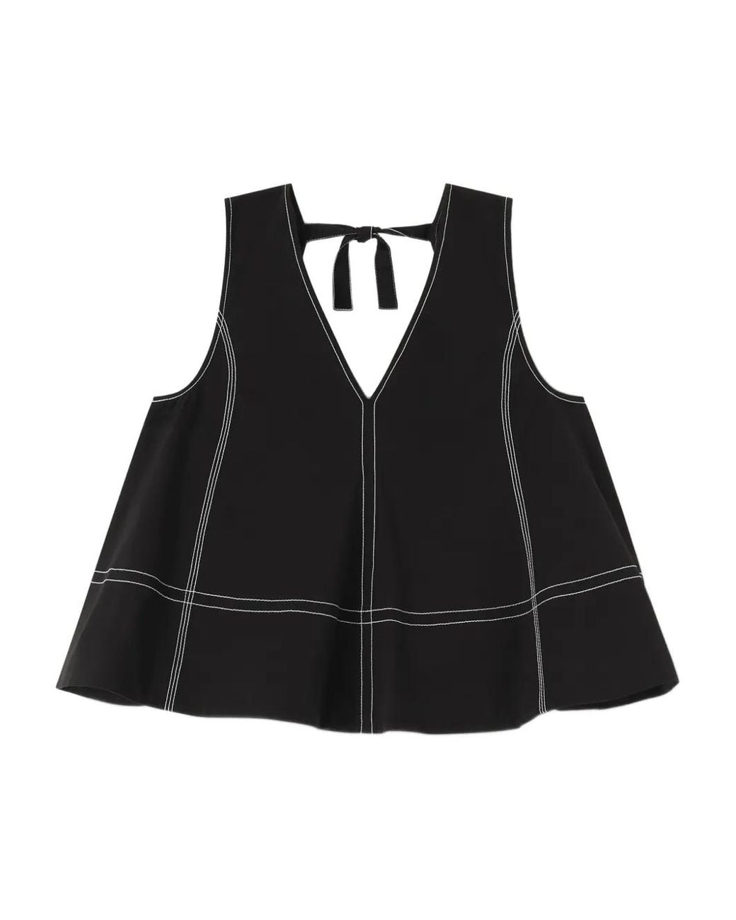 Ganni Black Cotton A-Line Top