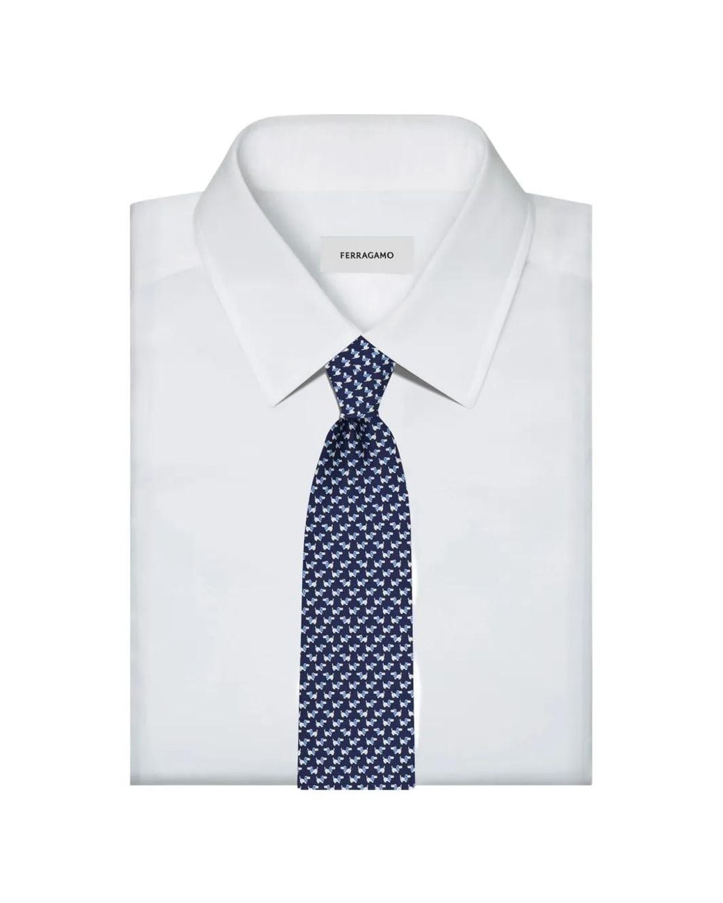 Ferragamo Blue Dylan-Print Silk Tie for men
