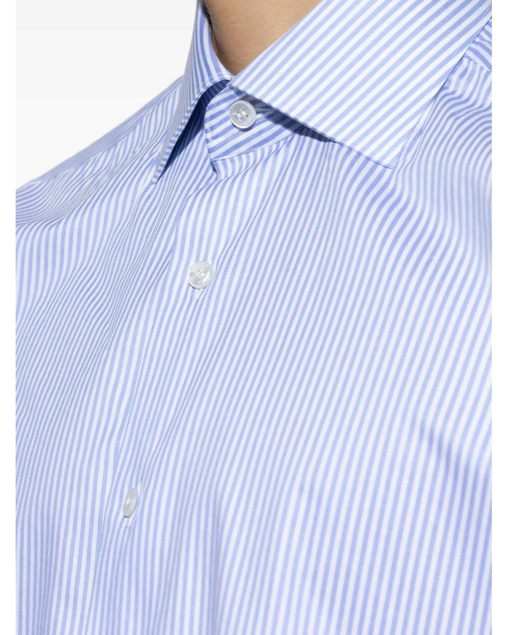 Brioni Blue Striped-Pattern Shirt for men