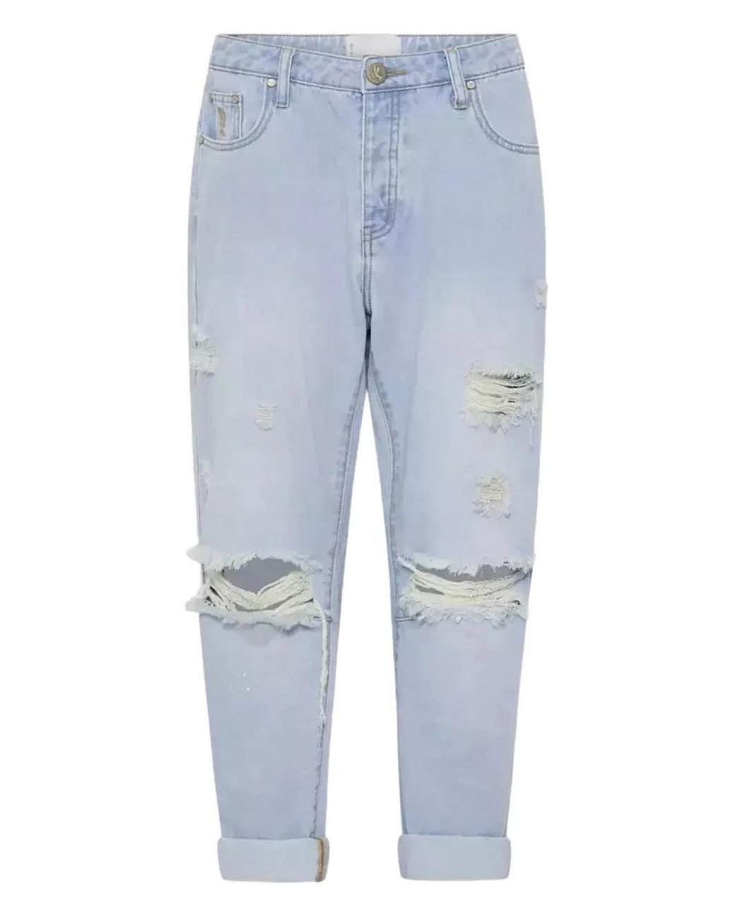 Jean Cinq Poches À Effet Usé One Teaspoon en coloris Blue